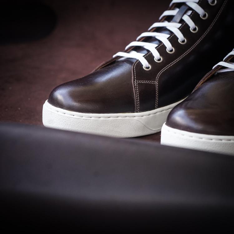 Songo High Top Rubber Sole Sneakers with Pull Up Leather